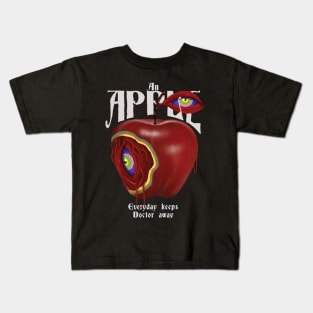 An Apple everyday keeps doctor away - surreal art Kids T-Shirt